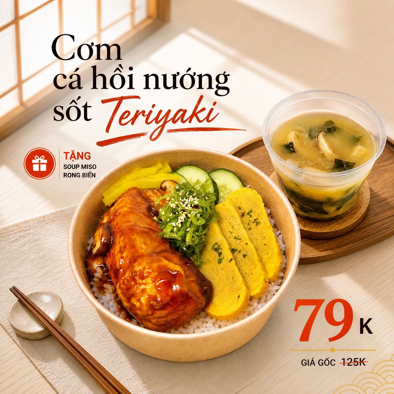 Cơm cá hồi nướng sốt Teriyaki