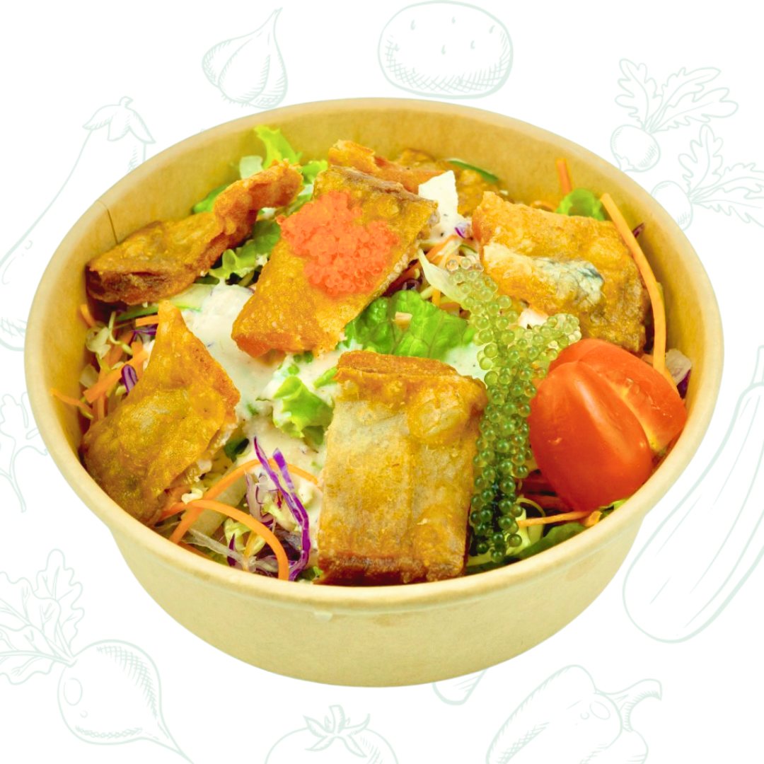 Salad da cá hồi chiên giòn