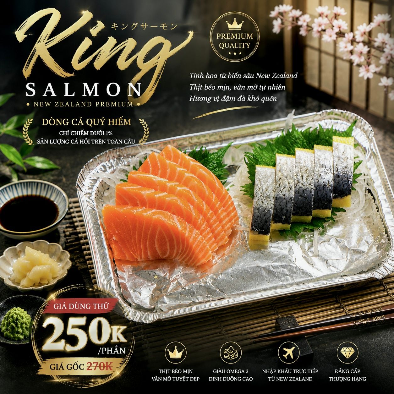 Combo cá hồi King Salmon + Cá trích ép trứng Nhật Bản