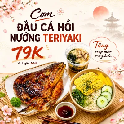 Cơm đầu cá hồi nướng Teriyaki