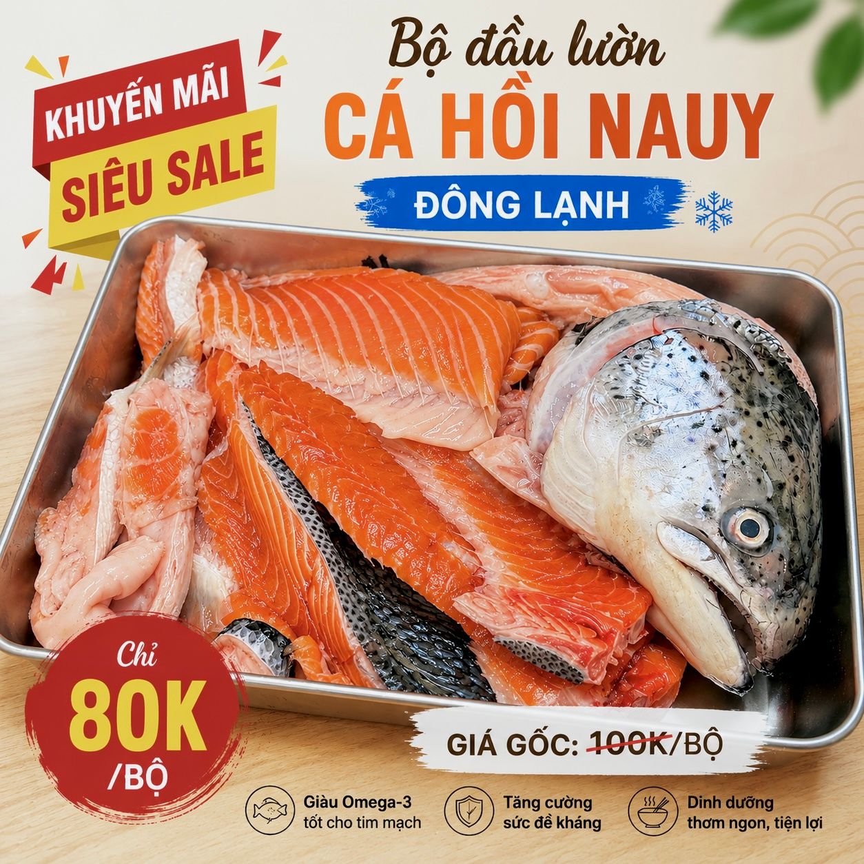Bộ đầu lườn cá hồi đông lạnh